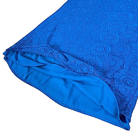 Lucy Love size small Sophia blue lace mini dress, strapless, attached slip EUC - Picture 5 of 12